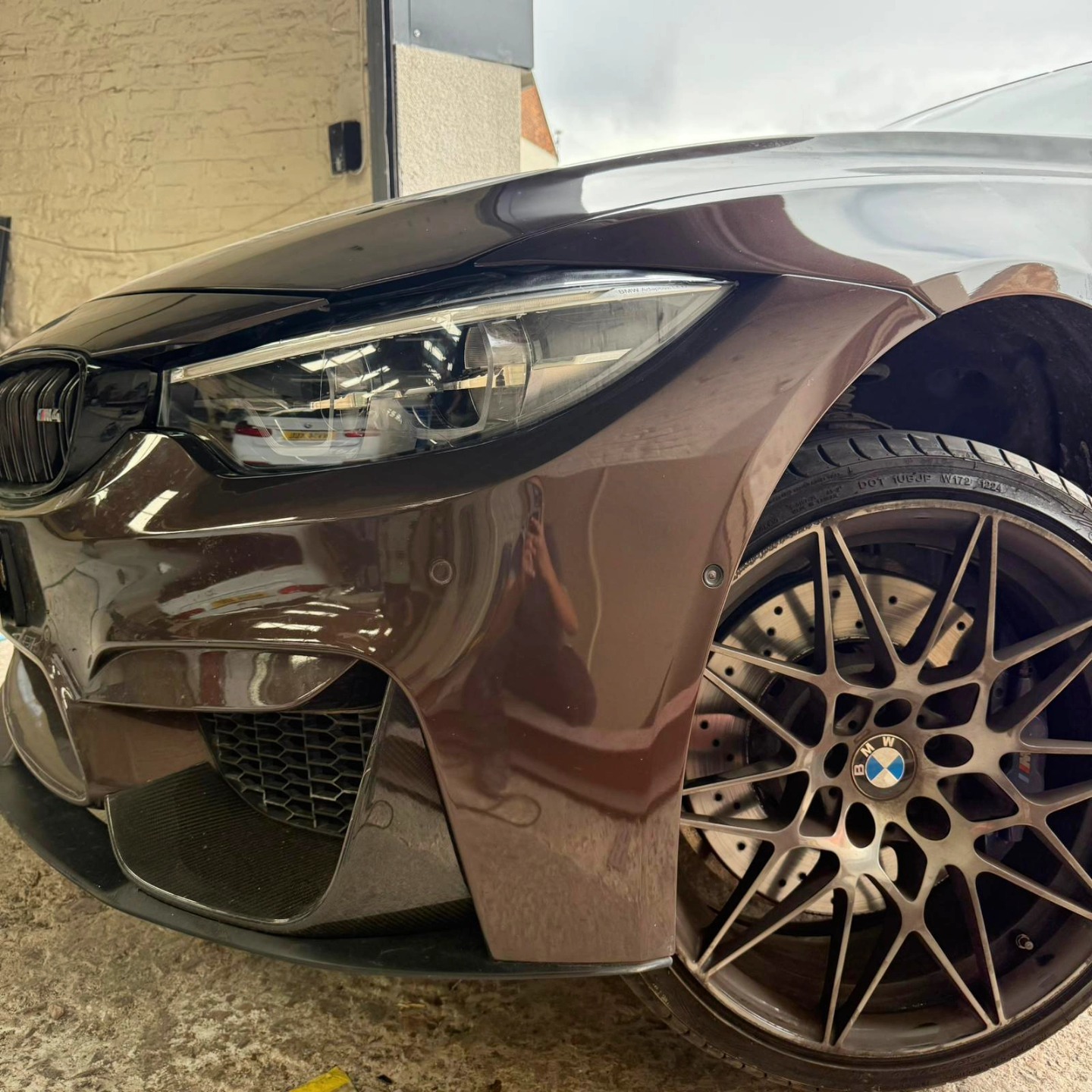 A car with the body damage repaired.