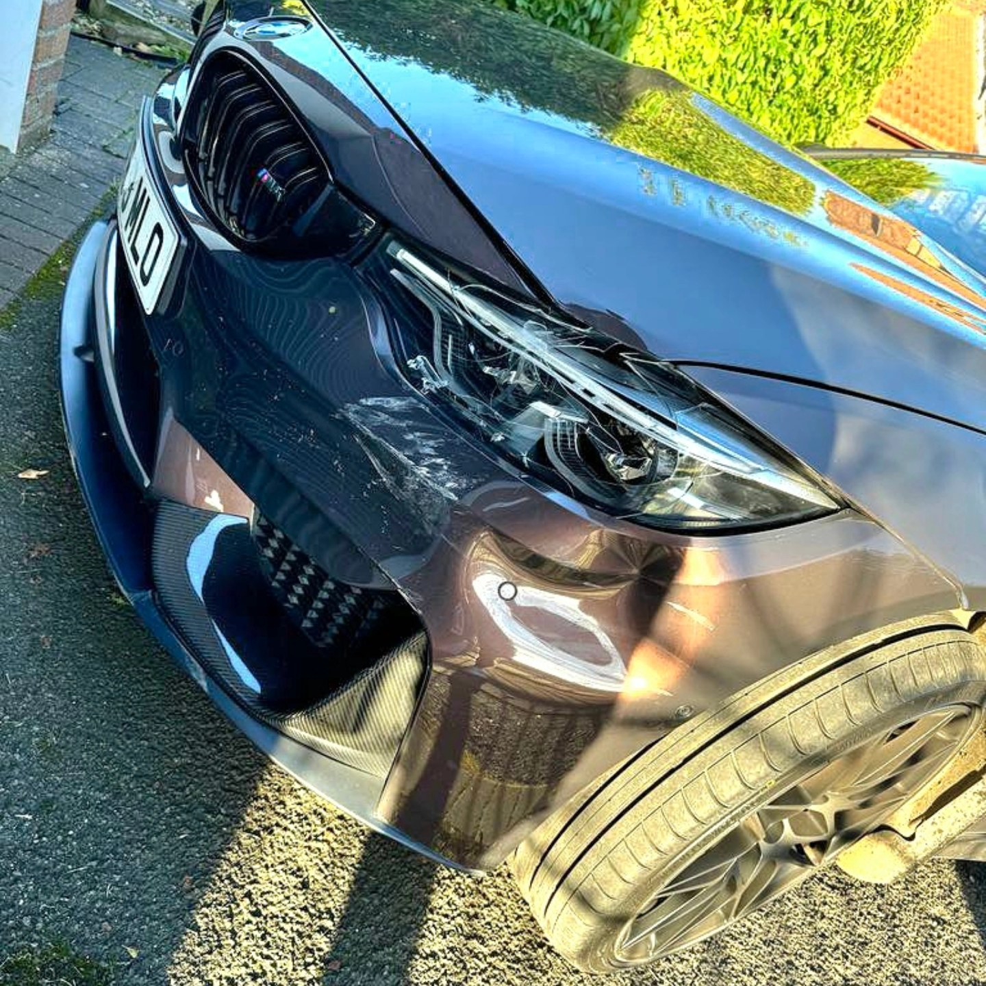 A car showing body damage.